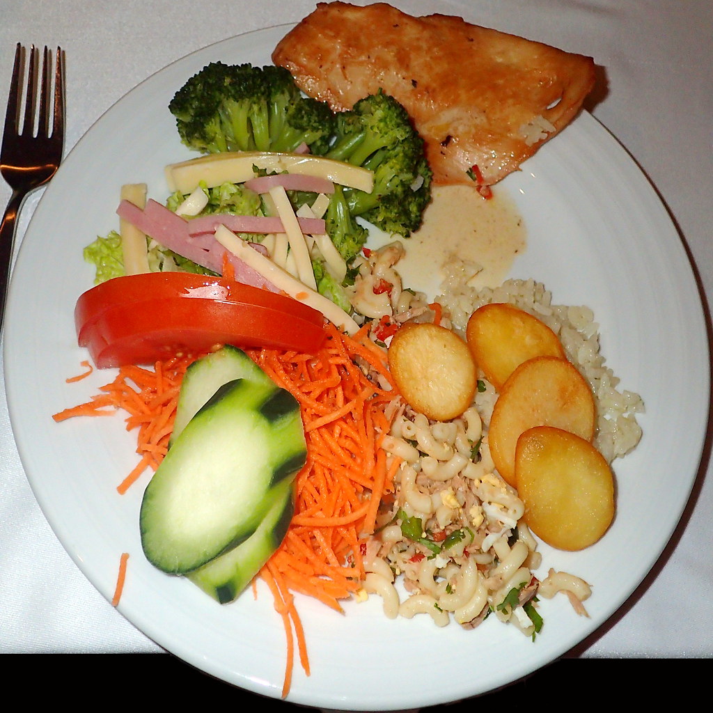 #4527 dinner: pork, potatoes, rice, and veggies