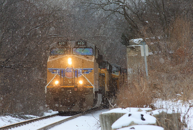 Union Pacific in the Snow at Mendota