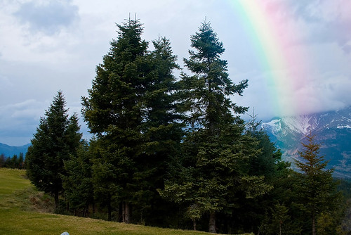 rainbow weather iris mountain greece nature clouds cloudy rain outdoor travel landscape tree forest storm serene serenity hope