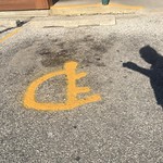 Misshapen icon for accessible parking space 