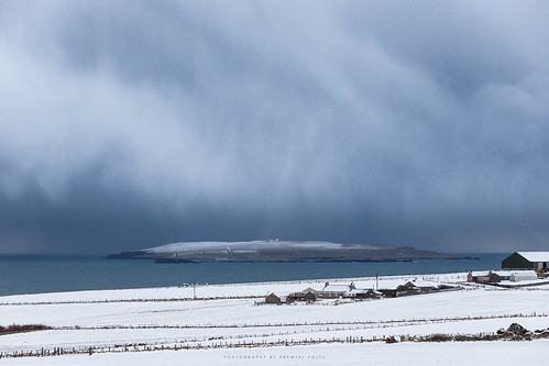 island copinsay landscape snow orkney scotland
