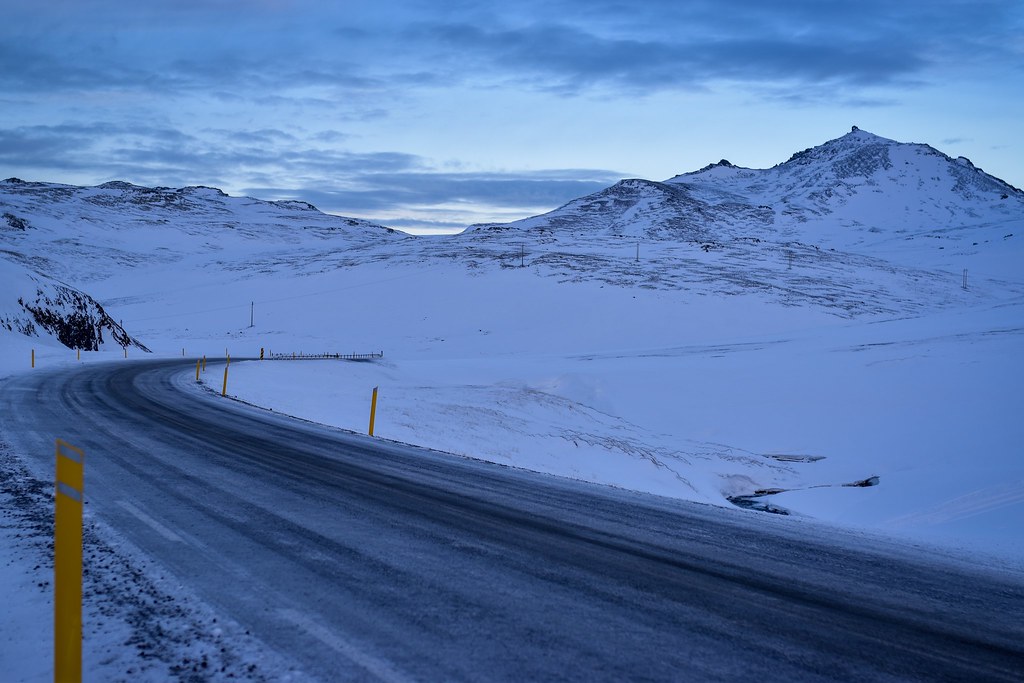 Road at snowy Snæfellsnes Peninsula @ Iceland