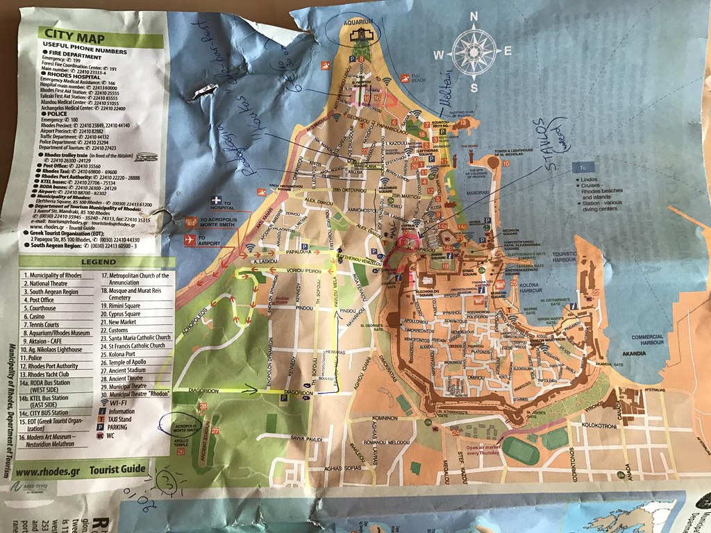 Rhodes town tourist map | WillowStreeHouseTreasures.com
