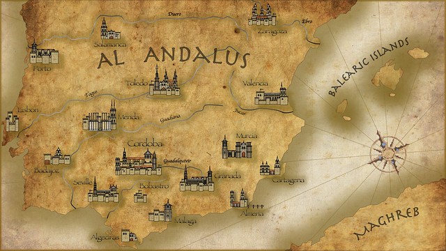 Parchment Style Map of Al Andalus