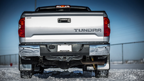 Backend of a Silver Toyota Tundra