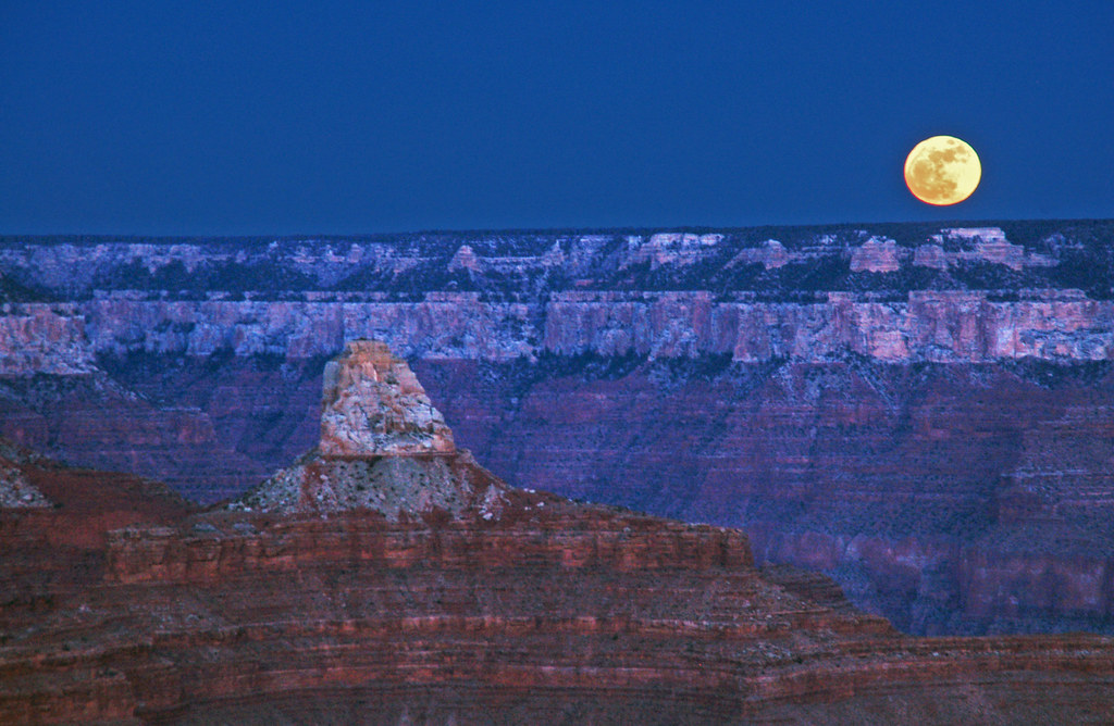 Super Moon Rising over Grand Canyon National Park - January 1, 2018