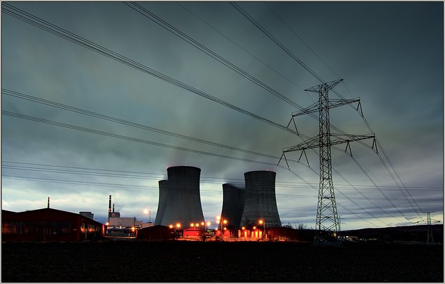Nuclear power plant, early in the morning