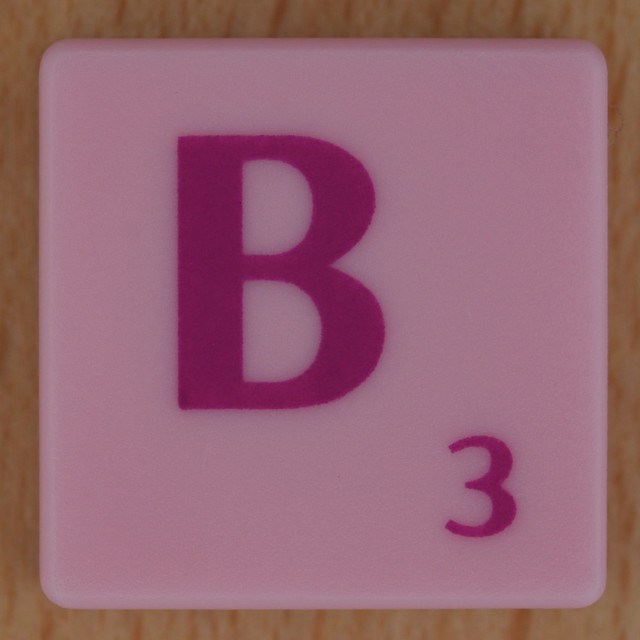 Scrabble pink tile letter B