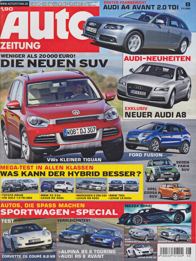Image of Auto Zeitung - 2008-08 - cover