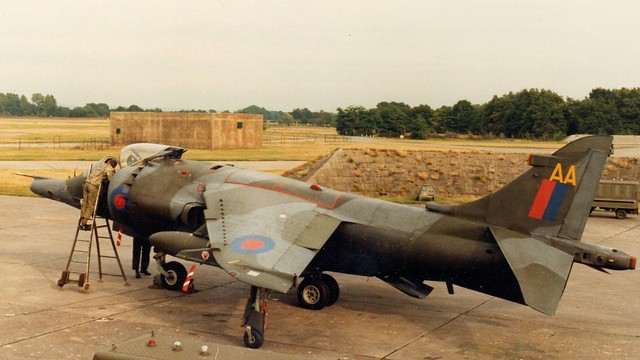 Harrier GR.3, XV741/ AA waits in a revetment at Gutersloh in 1980.