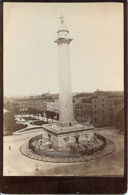 Wash monument in Baltimore circa 1900