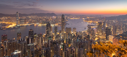 Hong Kong from The Peak 32 minutes before sunrise by Pexpix, From The Peak on Hong Kong Island on a chilly and windy morning. Single shot, no tricks!night build