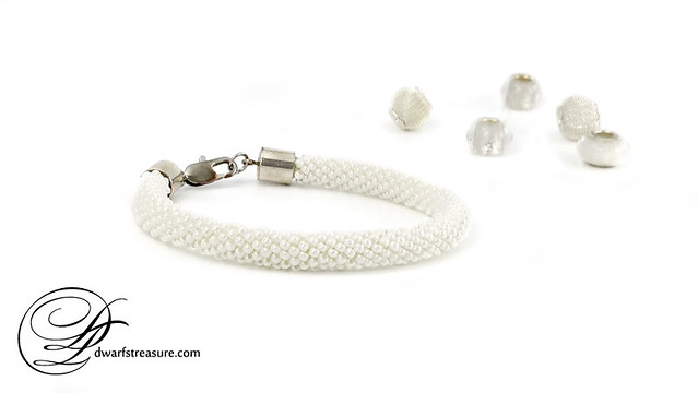 White Beaded Crochet Bracelet-not used