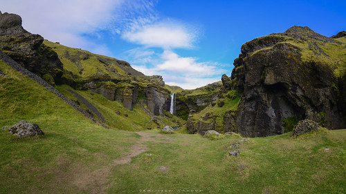 panorama landscapes landscape kvernufoss iceland icelandiclandscapes southiceland cliffs waterfall way pathway hike travel glacial