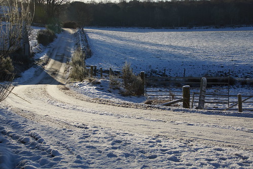 kintore aberdeenshire scotland snow ice winter nature frozen fence road trees
