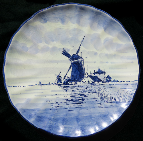 A Delft Blue Windmill Plate