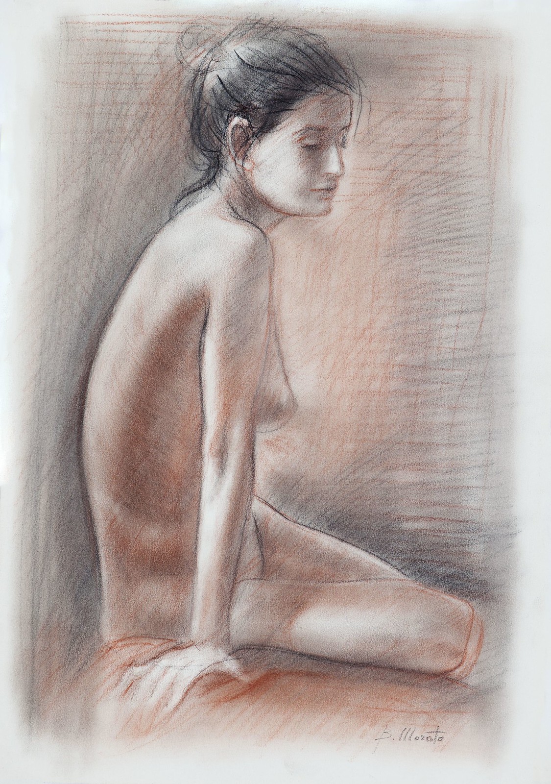 Bruno-Morato-Art- Lorella, sanguigna e carboncino, 50x35 cm