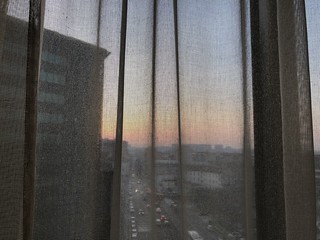 sunset through the curtain