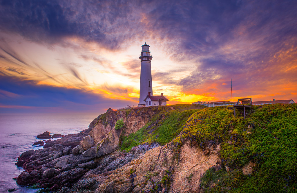 Pigeon Point Lighthouse Station at Sunset.