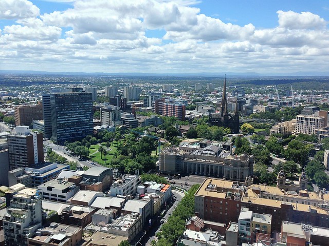 View of Melbourne looking east from CBD