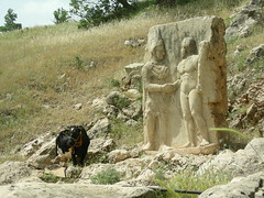 Arsameia am Nymphaios (3. Jhdt.v.Chr.), König Mithridates oder Antiochos beim Handschlag mit Herakles
