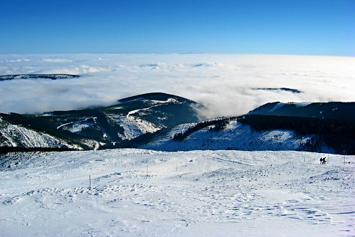 snow sky mountains winter zima sníh hory krkonoše