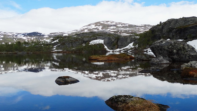 Reflections on a mountain lake