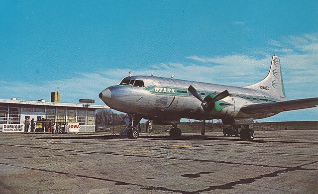 Dubuque Municipal Airport (DBQ) postcard - circa mid 1960's