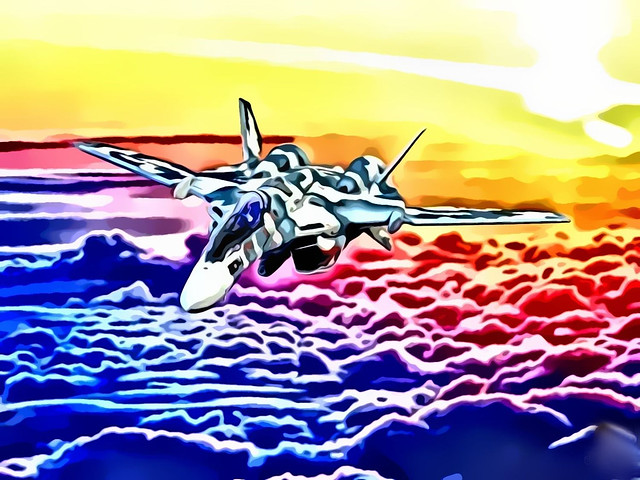 Cartoon (125)1:100 Shinsei Industry VF-25F “Messiah”; ‘OK 204’ of the New U.N. Spacy (N.U.N.S.) SVFA-233 “Cloudbusters”; Windermere IV in the Brisingr Global Cluster, during the first Windermere War of Independence, 2060 (Macross Frontier Whif/Bandai kit)