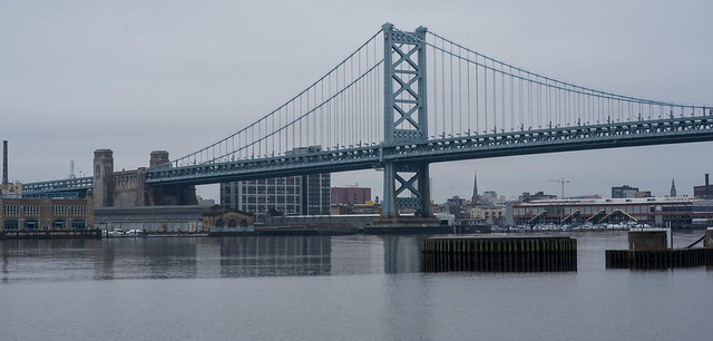 The Ben Franklin bridge connecting Pennsylvania and New Jersey