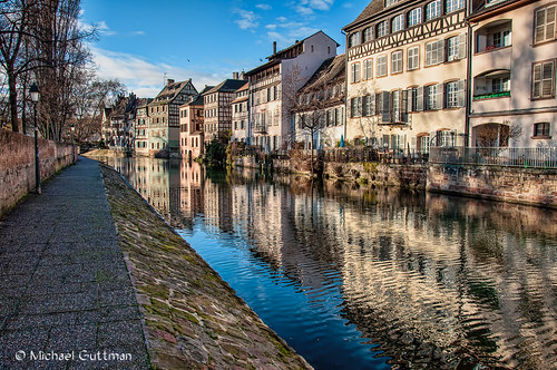 petitefrance strasbourg france riverill waterway canal water river buildings architecture reflections trees sky clouds city travel nikon d90