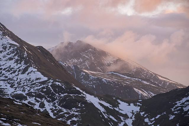 Over Beck Head and Lingmell to Scafell at Sunset