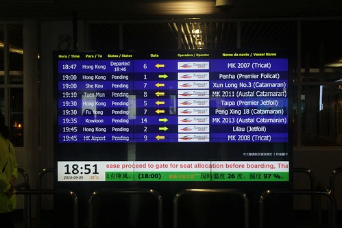 Departure board at the Outer Harbour Ferry Terminal