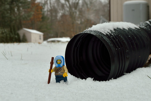 nikon d3200 adventurerjoe lego project365 snow drain pipe winter outdoors garden yard explore