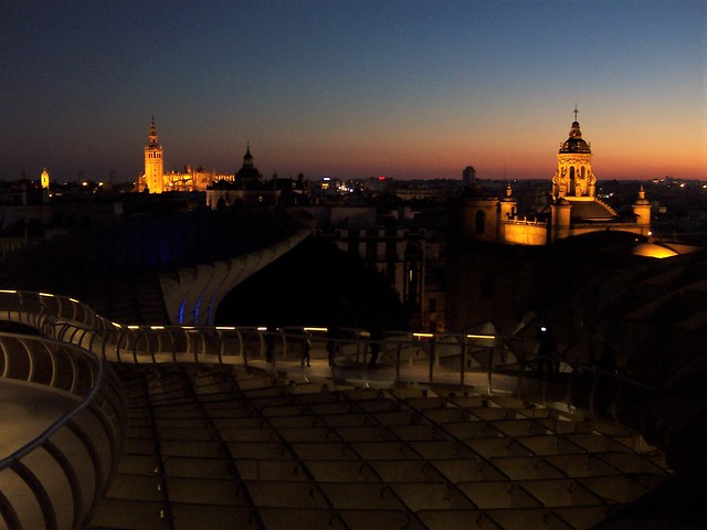 Seville at night from the top of Las Setas - the Mushrooms