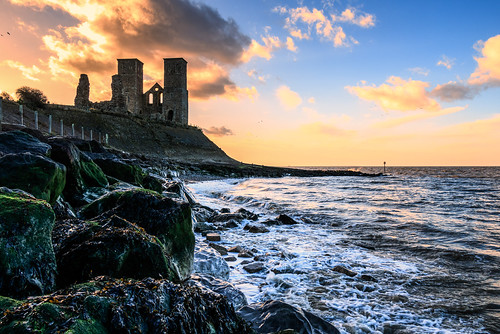 reculver england unitedkingdom gb breath taking landscapes beautiful scenery stunning sky sun blue orange landscape photography beach sea ocean water bay sand sunset waves breathtaking rural historic kent rocks coast coastline