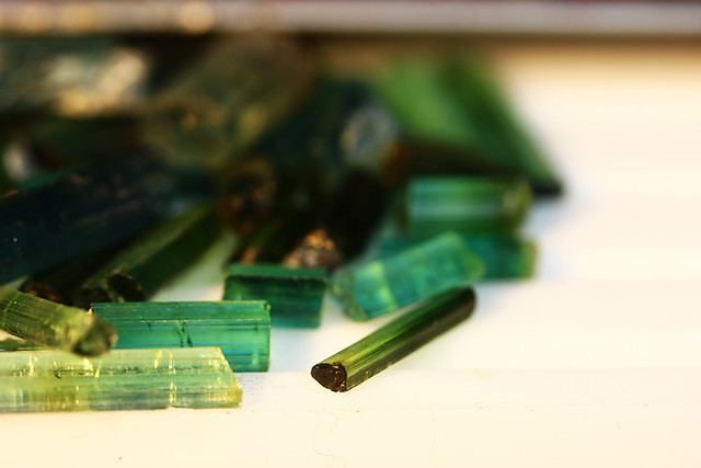 120 Carats Bluish Green To Green Tourmaline Crystals $200USD