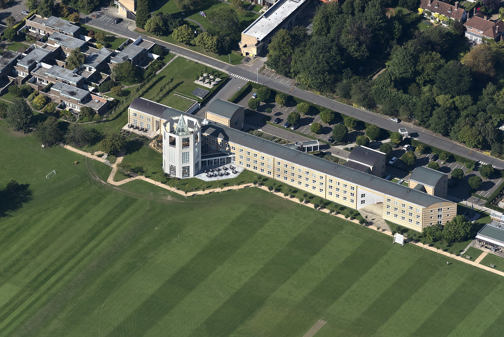 Aerial of the Møller Centre at Churchill College - Cambridge University