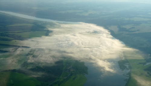 aerial russia flight fog clouds river nature landscape томь