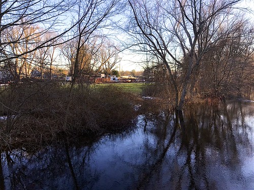 looking towards bowditch by Barbara L. Slavin, Around sunset time on January 13, 2018. Standing on the Main Street Bridge over the Sudbury River l