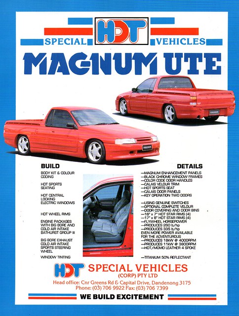 1990-91 VG Holden Magnum Ute HDT Special Vehicles Dandenong Victoria Aussie Original Magazine Advertisement