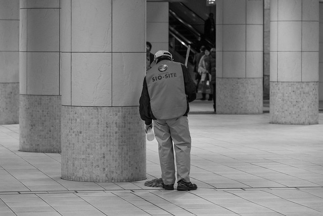 A Janitor Cleaning in Shimbashi, Tokyo