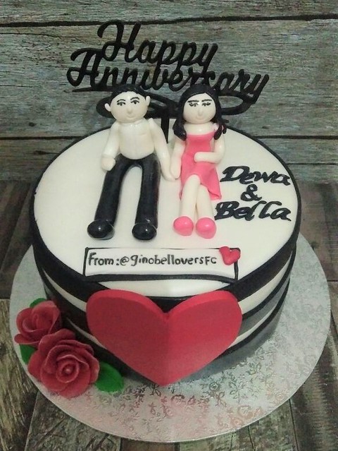 Cake Anniversary Couple Black & White - Jakarta
