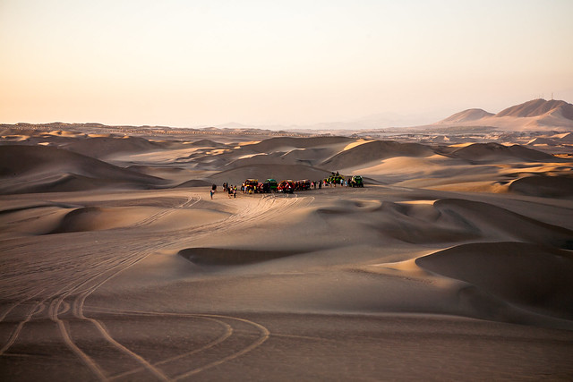Buggies and sand dunes of Huacachina, near Ica, a city in Peru