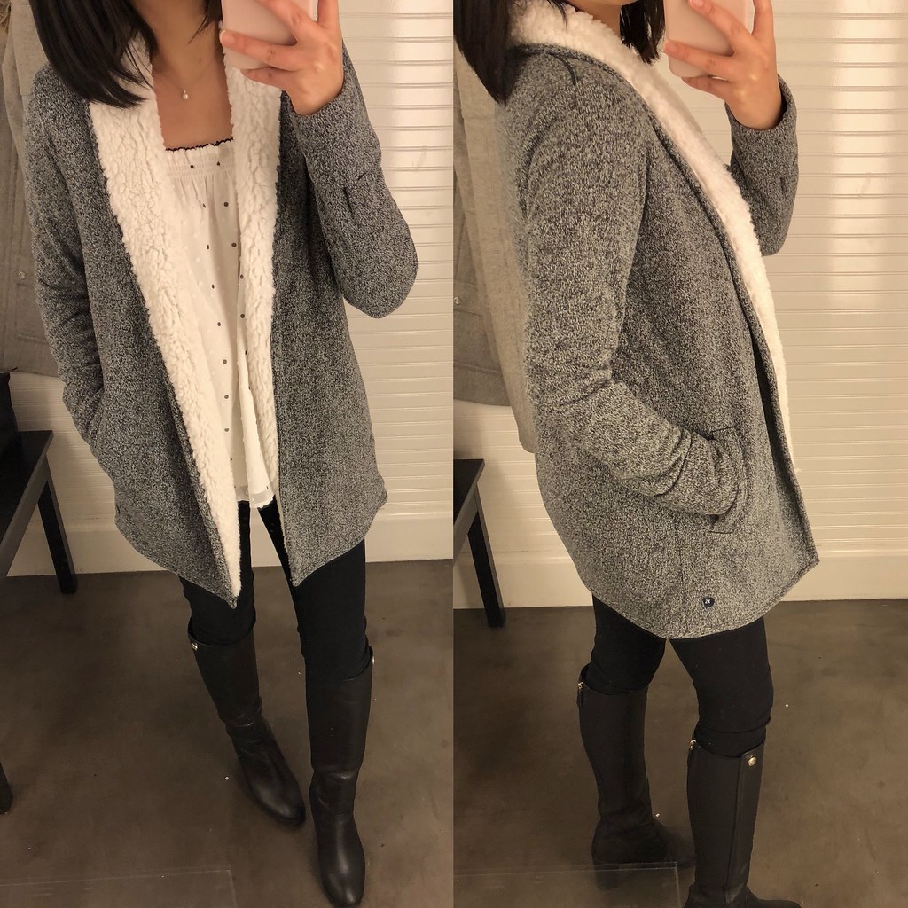 Abercrombie Sherpa-Lined Cardigan, size 