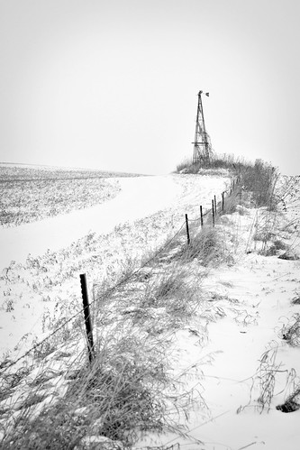 winter white field farm windmill fence cold frozen minnesota hill hills snow