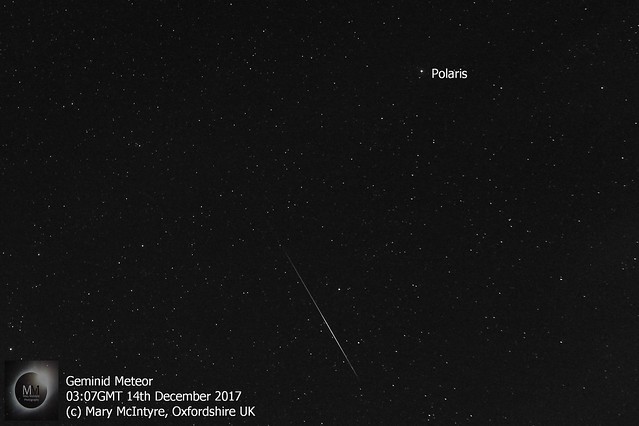 Bright Geminid Meteor 03:07GMT 14/12/17