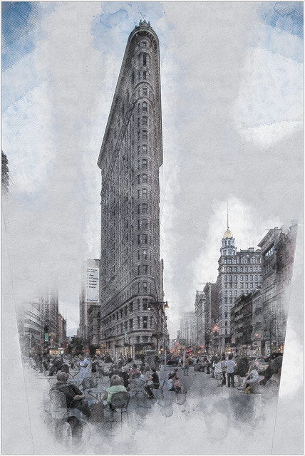 Flatiron with sketchy effect