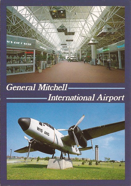 Milwaukee General Mitchell International Airport (MKE) postcard - 1980's