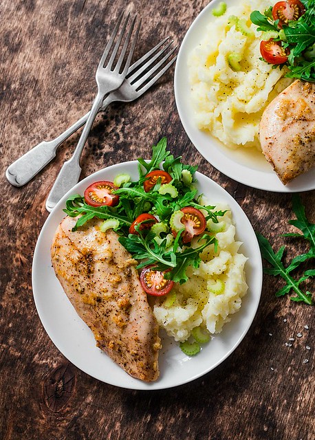 baked chicken breast with mashed potatoes...